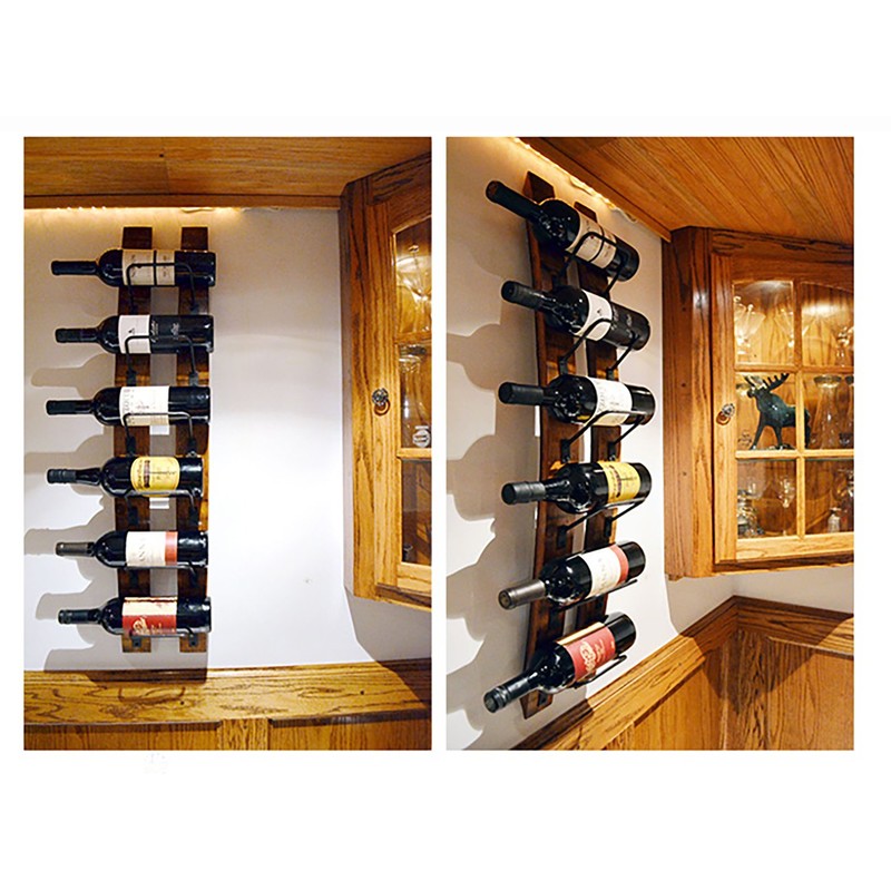 Wall Mounted Wine Rack | Rustic Barrel Stave Hanging Wooden