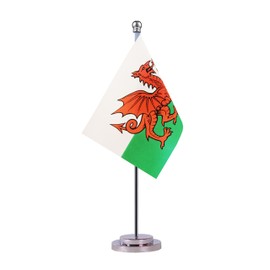 Krmkot Welsh Wales Desk Flag, Small Mini Welsh Wales Desktop Flag, Miniature International World Country Flags, Festival Events Celebration, Office Decoration
