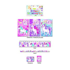  Henbrandt Single Children’s Unicorn Stationery Set 5 Piece School Classroom for Children Kids Party Bag Favours Loot Bag Fillers Lucky Dip Wedding Favours Stocking Fillers