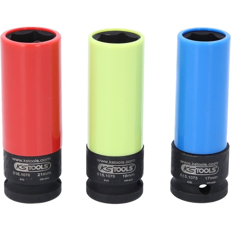 KS Tools 515.107 Torque Impact Socket Set, 3 Pieces, 1/2-Inch