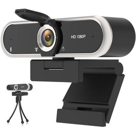 NIVEOLI cámara web 1080P para PC/portátil con micrófono y cubierta de privacidad, cámara USB Plug & Play con corrección automática de luz para videoll