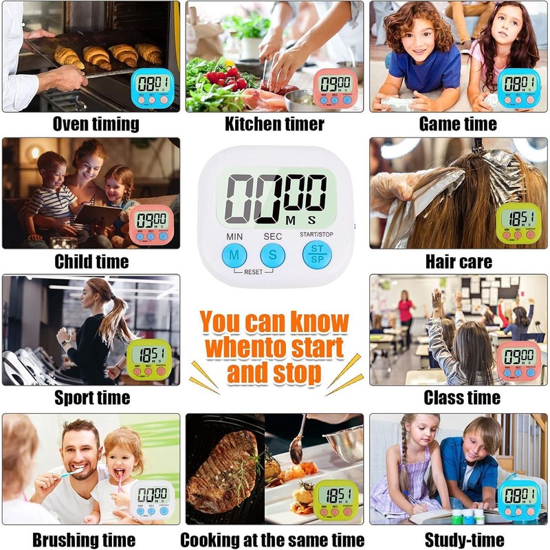 3 Pack Digital Kitchen Timer for Cooking Big Digits Loud