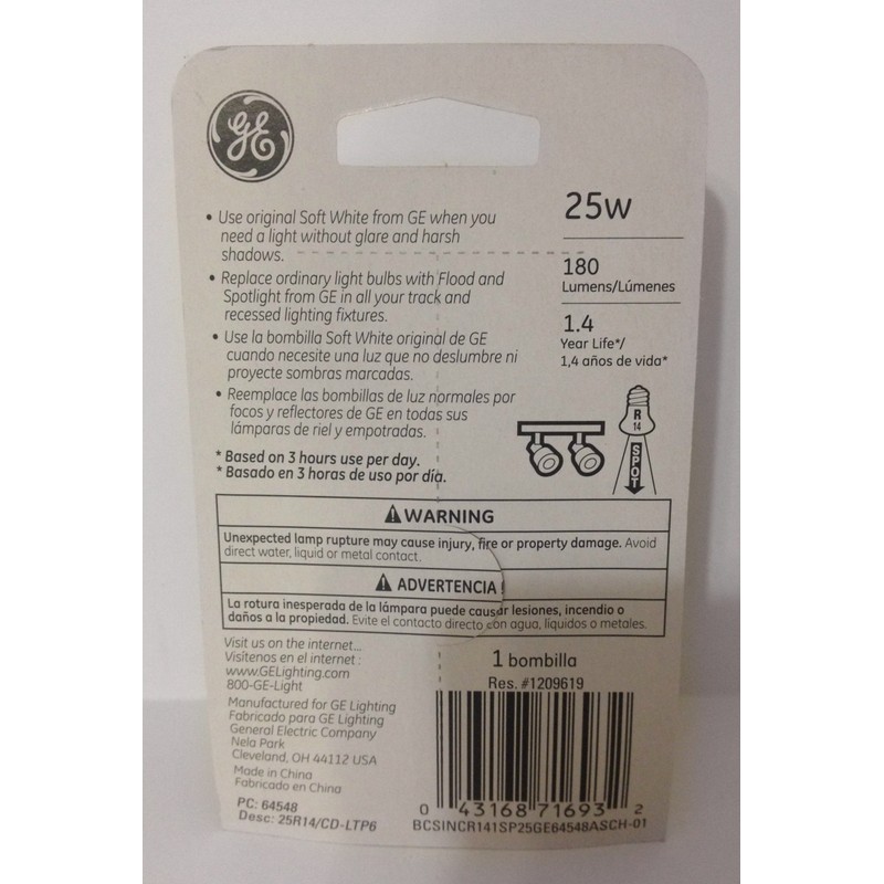 GE 25-Watt Soft White R14 Indoor Spotlight Bulb