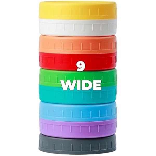 9 Wide Mouth Mason Jar Lids with Silicone Ring,Thickened Leak-proof