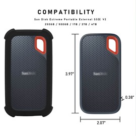 LEFXMOPHY Case Cover Replacement for SanDisk Extreme Portable New Generation SDSSDE61 500GB 1TB 2TB 4TB External SSD, E61 Soft Silicone Portective Skin Sleeve, Black