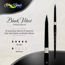 Silver Brush Limited Black Velvet Round Watercolour Paintbrush, Size 12