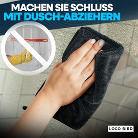 LOCO BIRD Absorbent Dry Towel Shower 600 GSM - 40 x 60 cm Fast Dry Microfibre Cleaning Cloth for Bathroom - Microfibre Cloth in Grey - Car Drying Towels XXL - Microfibre Cloths Large - Simply Shiny