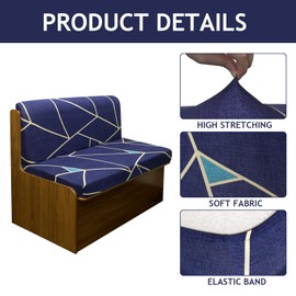Hipinger RV Dinette Cushion Covers,Stretch Camper Cushion Slipcovers Non-Slip Replacement Camper Cushion Slipcovers Washable RV Dinette Seat Covers Include 2 Bench Cover,Navy