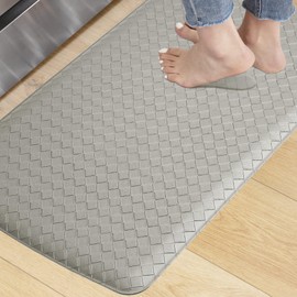 KOKHUB Kitchen Mat,1/2 Inch Thick Cushioned Anti Fatigue Waterproof Kitchen Rug, Comfort Standing Desk Mat, Kitchen Floor Mat Non-Skid & Washable for Home, Office, Sink,17.3"x28"- Grey