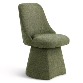 KISLOT Swivel Dining Chair Mid Century Modern DeskChair High Back Upholstered Linen Fabric SideChair for Kitchen Diningroom Bedroom,Moss Green,1 Box