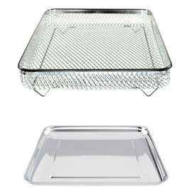 Univen Stainless Steel Upgraded Baking Tray Pan and Air Fryer Basket Compatible with Cuisinart Airfryer TOA-26 TOA-28