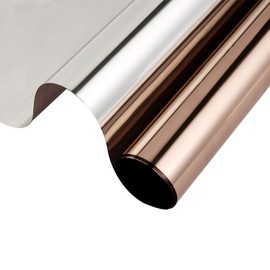 Privacy Window Film One Way Mirror Adhesive Reflective Window Tint Anti UV Heat Control Glass Film for Home and Office Daytime Privacy Protection 17.7Inch x 10Feet, Silver&Brown