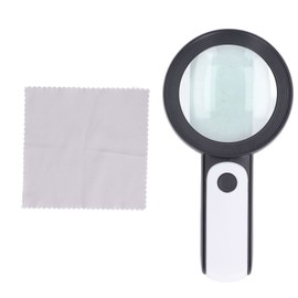 Magnifier Handheld Ultra Light 30X HD Imaging Optical Lens Maginifying Glass with LED Lamp for Reading Black and White