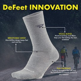 DEFEET | Woolie Boolie 6" - D-Logo Crew Cycling Socks | For Biking, Running, & Everyday Adventures | Navy | Large
