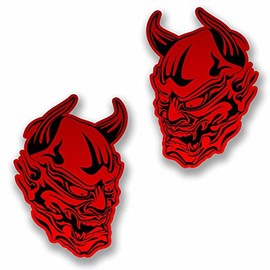 2 x 10cm Red Devil Vinyl Sticker Decal Motorbike Bike Helmet Laptop Satan #9741 (7cm Wide x 10cm Tall)