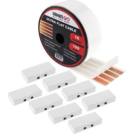 VIXEN GO Hidden Flat Wire 4 Conductor 16 Gauge Paintable Cable for Audio Speakers, Smart Doorbell, LED Lighting, Low Voltage Appliances 100 FT + 8 Quick Connectors