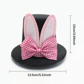 Dickly Top Hat Hair Clip, Easter Costume Accessories for Stage Show Party Supplies, Pink and White Bow
