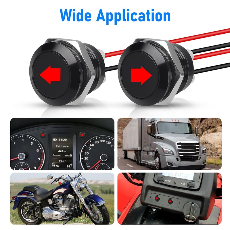 Linkstyle 2PCS 12V LED Indicator Light, 1/2" Panel Cutout Signal