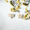 Pearl Flower Stud Earrings, 14K Gold-Plated with CZ Crystals, White