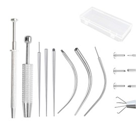 8PCS Piercing Tool Kit, Professional Piercing Kit with piercing ball grabber & Opener Set– Stainless Steel Jewelry Changing Assistant Tool for Threadless Insertion, Ear/Nose/Navel/Lip Piercings, 18G