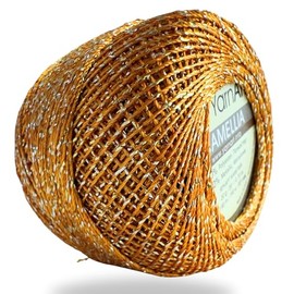 Yarnart Camellia - Hilo fino metálico brillante – 70% poliéster, 30% metálico, 192 m, 20 g, hilo de ganchillo, encaje, bordado, fabricación de joyas y hilo decorativo para manualidades, gancho de 1,25