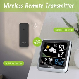 BALDR Color Display Digital Wireless Indoor/Outdoor Weather Station | Thermometer & Hygrometer - Displays Temperature, Humidity, and Barometer - Constant Backlight with Dimmer - Power Adapter Included