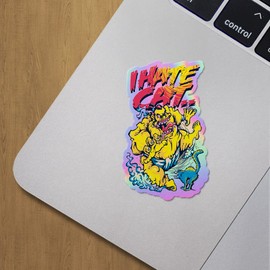 Holographic Decal Stickers of I Hate Cat Premium Waterproof Vinyl Decal Stickers for Laptop Phone Accessory Helmet Car Window Mug Tuber Cup Door Wall Decoration ANDVER3g9494aHO