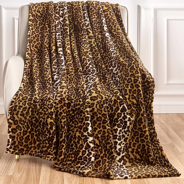 Edenleaf Leopard Print Blanket Fleece Throw Blanket for Bed Sofa