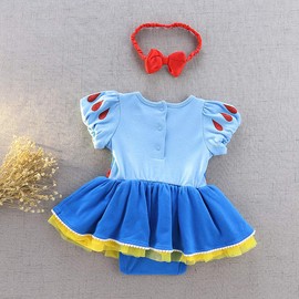 Lito Angels Baby Girls Princess Snow White Bodysuit Onesie Romper with Headband, Infant Fancy Dress Up Costume Birthday Party Outfits, Age 12-18 Months