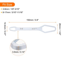 sourcing map Double-Ended Torx Wrench 1/8"-11/16"(3-17mm) Multifunctional Universal Self-Tightening Wrench Tool 0.14" Thick Torx Spanner Key Set for Home Outdoor Auto Machine Repair, Silver