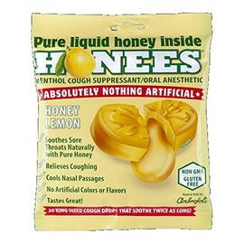 Honees Honey Lemon Cough Drops, 20 Drops Each (Pack of 2)