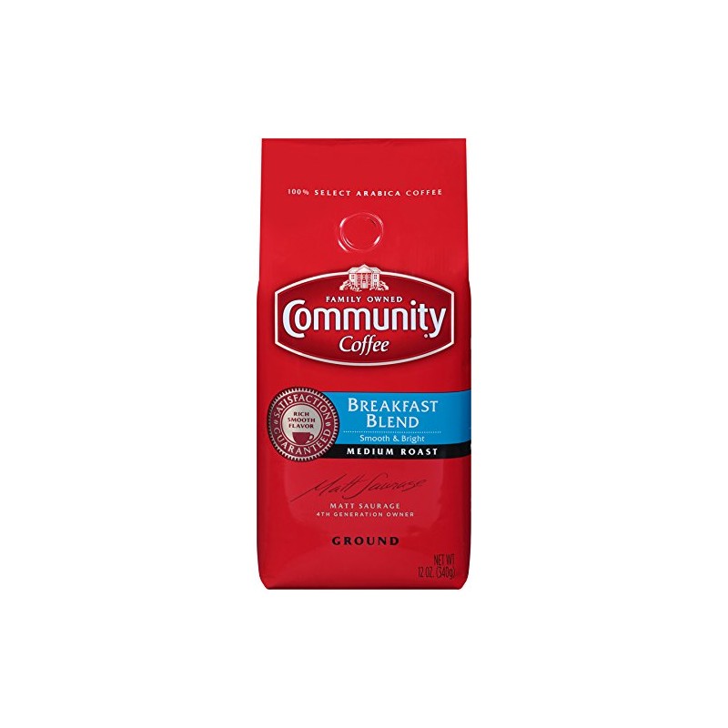 Community Coffee Breakfast Blend Medium Roast Premium Ground 12 Oz