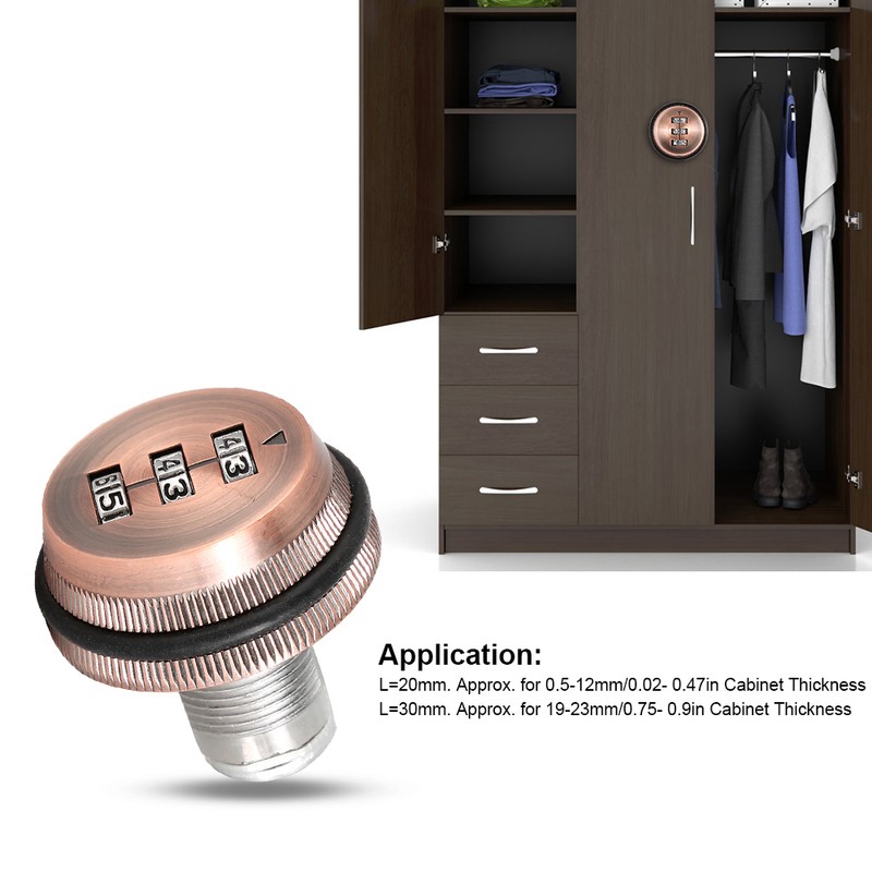 2pcs Zinc Alloy Mechanical Password 3-Digit Code Mailbox Cabinet LockRed