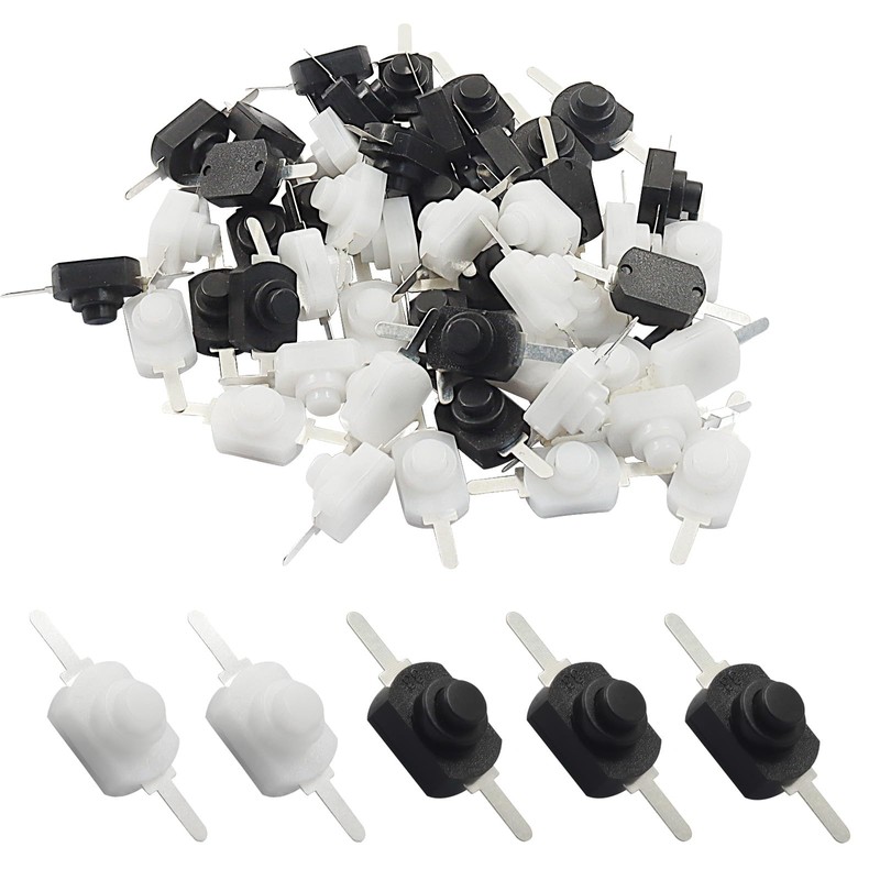 Cionyce 50Pcs Micro Push Button Switch, Black+White