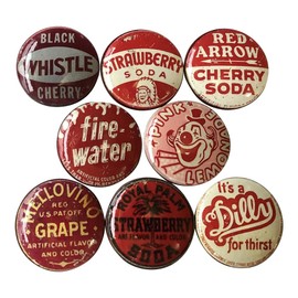 Twisted R Design Cabinet Knobs, Knobs for Kitchen Cabinets and Drawers, Matching Cabinet Knobs and Pulls, 1.5" Round Dresser Knobs (Set of 8 Vintage Soda Cap Wood Cabinet Knobs) (Set 4)