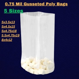 Flat Bottom Heat Seal Sandwich Bags, Heat Sealable Food Bags - Clear Gusset Bag - Cellophane Bags Gusseted - Versatile and Practical Bags (LDPE) | 0.75Mil - 5x3.5x13