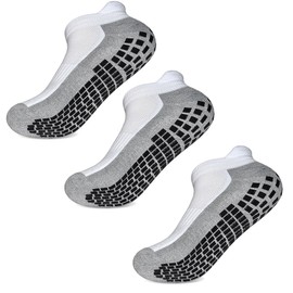 SkiBeaut Ankle Yoga Men Socks Non Slip Grips Cushion Low Cut Socks 3 Pairs Pilates Hospital Anti Skid Man Socks,US Size 8-10