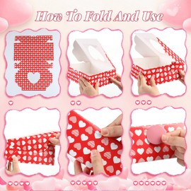 Resholder 100 Pcs Valentine's Day Bakery Cookie Boxes 8 x 6 x 2.5'' Valentines Treat Boxes with Heart Window Cupcake Candy Gift Container Boxes with Sticker for Valentines Party Favors