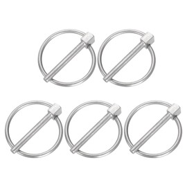 QUARKZMAN 5 Pieces 3/16" x 1-1/2" Flip Connectors with Ring Stainless Steel Round Flip Connectors for Boat Kayak Trailer Trolley Truck Lawn Mower Silver