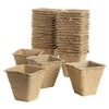 Grow-It 70203020 6cm Square Fibre Pots Biodegradable Wood Pulp, Brown,