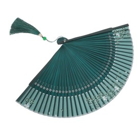 Folding Fan Wedding Favors Mini Decor Mini Hand Fans for Women Japanese Fan Silk Folding Fan Chinese Folding Fan Bamboo Folding Fan Handheld Fan Foldable Japanese Cloth Green