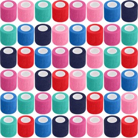 Treela 96 Pack Self Adhesive Bandage Wrap 2 Inch x 5 Yard Self Adherent Cohesive Bandages Elastic Athletic Sports Tape Breathable Wound Tape for Stretch Athletic Wrist Ankle (Bright Color)