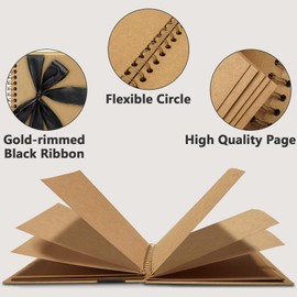 Vienrose Scrapbook DIY Photo Album with 40 Pages, Hard Cover Kraft Paper, DIY Scrapbook for Wedding, Birthday, 28 x 20.5 cm, Khaki