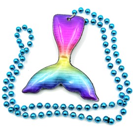 Mermaid Tail Rainbow Colors Mardi Gras Bead Necklace Gasparilla
