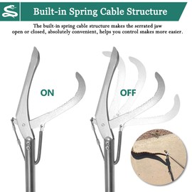 IC ICLOVER 47 Inch Snake Tong +39 Inch Snake Hook, Heavy Duty Professional Grabber &Collapsible Snake Hook, Best Tool Set for Moving Rattle Snake Kingsnakes Lizard Reptiles (Snake Tongs+Hook)