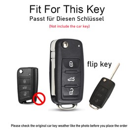 TECART Card Holder Car Key Case Fits VW Polo Passat Golf MK6 Sagitar Tiguan Key Protector Fits Skoda Fabia Seat Leon Key Fob Key Box 3 Buttons, A-Black
