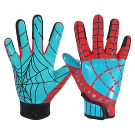 AIGEVTURE Youth Football Gloves Kids Inspired Receiver Gloves Boys Girls Unmatched Grip Comfort Sky Blue and Red Medium