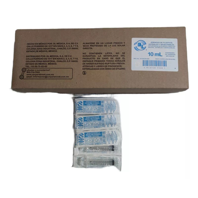 DL Caja De 100 Jeringas 10 Ml Sin Aguja Dl