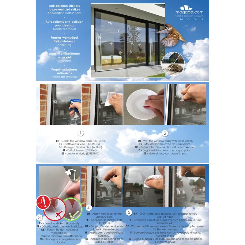 12 Silhouette Stickers - Window Stickers to Prevent Bird Collisions,