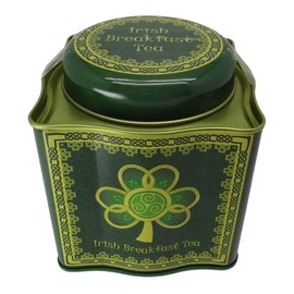 Irish Breakfast Tea -Shamrock Spiral Tin With A Green And Yellow Celtic Design